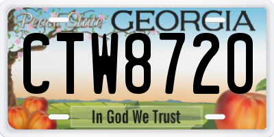 GA license plate CTW8720
