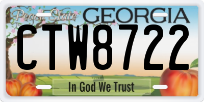 GA license plate CTW8722