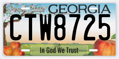 GA license plate CTW8725