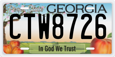GA license plate CTW8726