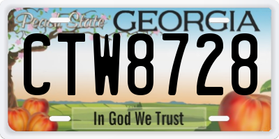 GA license plate CTW8728