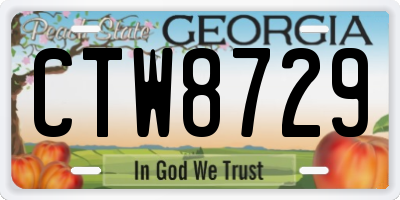 GA license plate CTW8729
