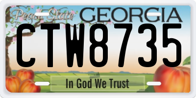 GA license plate CTW8735