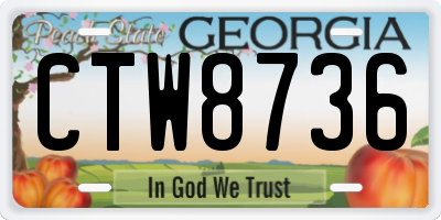 GA license plate CTW8736