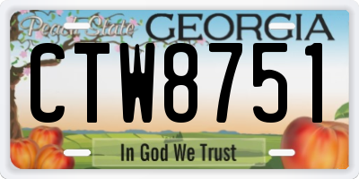 GA license plate CTW8751