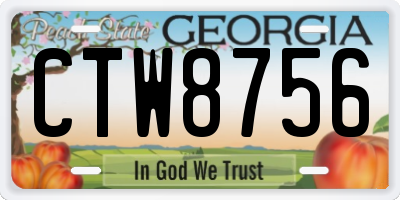 GA license plate CTW8756