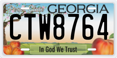 GA license plate CTW8764