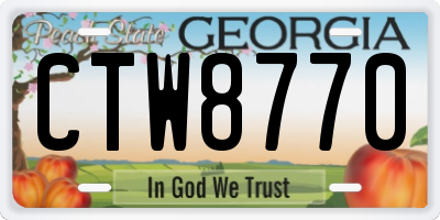 GA license plate CTW8770