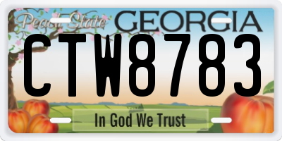 GA license plate CTW8783