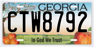 GA license plate CTW8792