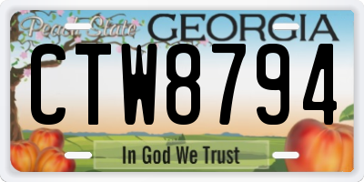 GA license plate CTW8794