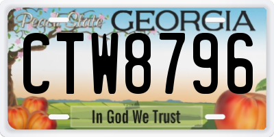 GA license plate CTW8796