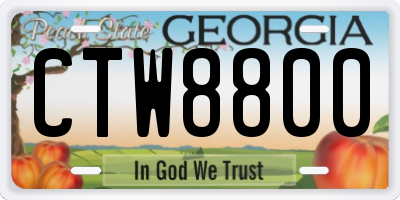 GA license plate CTW8800