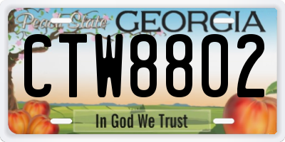 GA license plate CTW8802