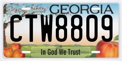 GA license plate CTW8809