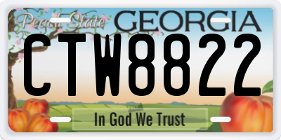 GA license plate CTW8822