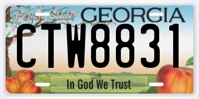 GA license plate CTW8831