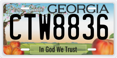 GA license plate CTW8836