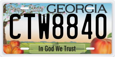 GA license plate CTW8840