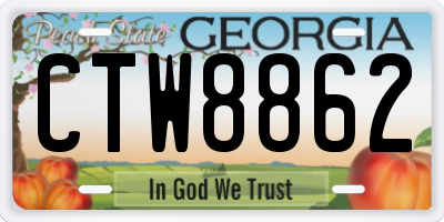 GA license plate CTW8862