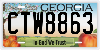 GA license plate CTW8863