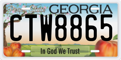 GA license plate CTW8865