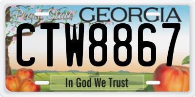 GA license plate CTW8867