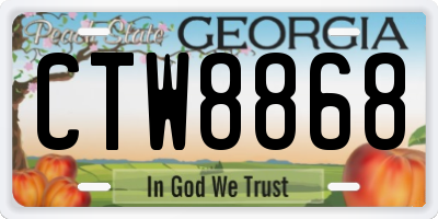 GA license plate CTW8868