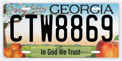 GA license plate CTW8869