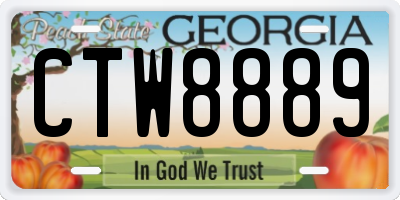 GA license plate CTW8889