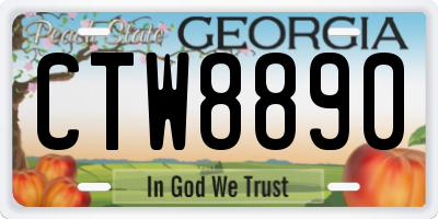 GA license plate CTW8890