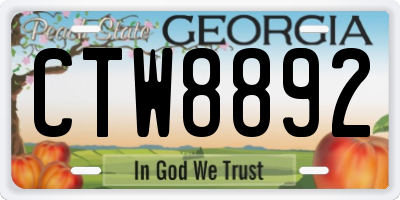 GA license plate CTW8892