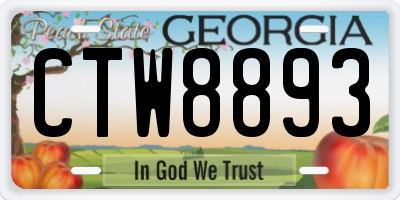 GA license plate CTW8893