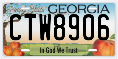 GA license plate CTW8906