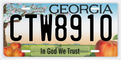 GA license plate CTW8910