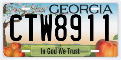 GA license plate CTW8911