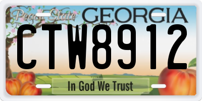 GA license plate CTW8912