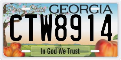 GA license plate CTW8914