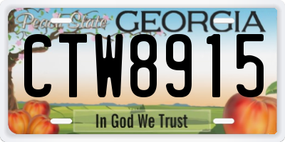 GA license plate CTW8915