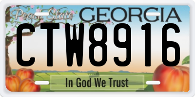 GA license plate CTW8916