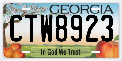 GA license plate CTW8923