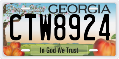 GA license plate CTW8924