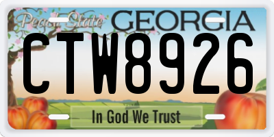 GA license plate CTW8926
