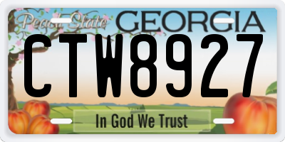 GA license plate CTW8927
