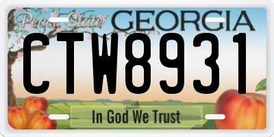 GA license plate CTW8931