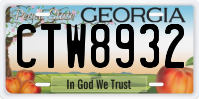 GA license plate CTW8932