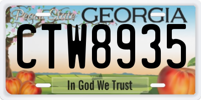 GA license plate CTW8935