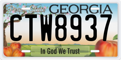 GA license plate CTW8937