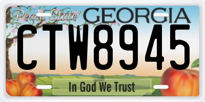 GA license plate CTW8945