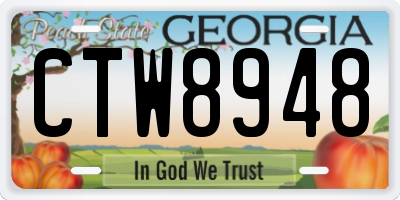 GA license plate CTW8948